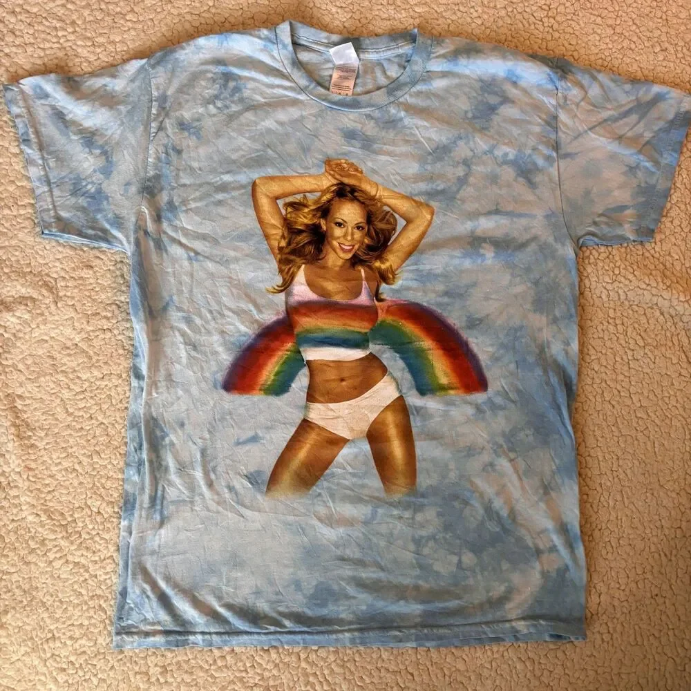 Mariah Carey Rainbow Tie Dye Graphic T-Shirt Size Large SEE DESCRIPTION